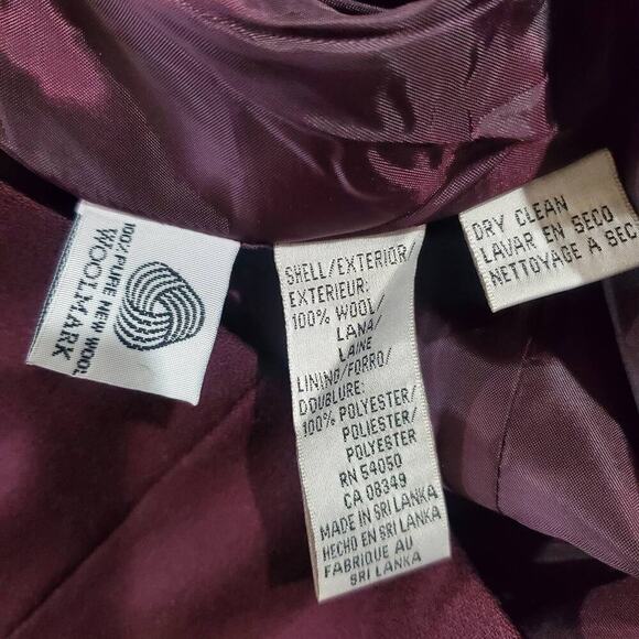 Evan Picone Vintage Blazer Womens Size 12 Wool Purple 90s Preppy Academia Career - Picture 8 of 8